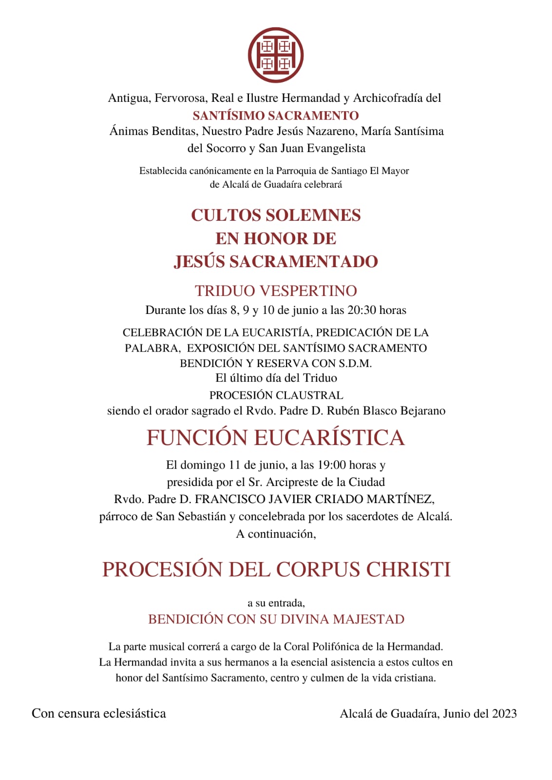 convocatoria cultos corpus alcala guadaira